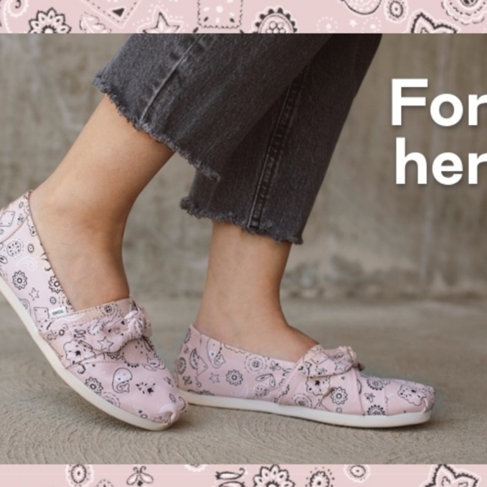 Toms Pink Paisley Slip Ons